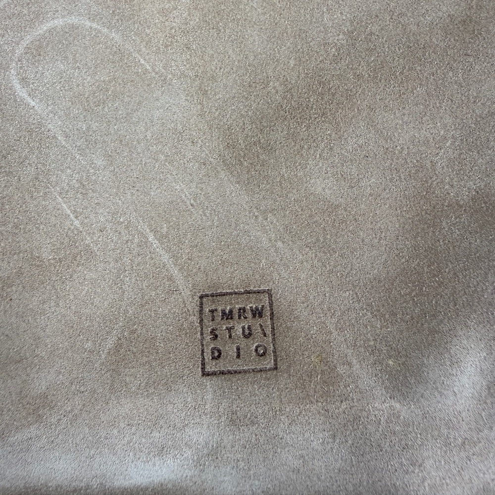 TMRW STUDIO Blush Milo Fold Over Suede Bag Crossbody Top Handle Anthropologie - Picture 4 of 15